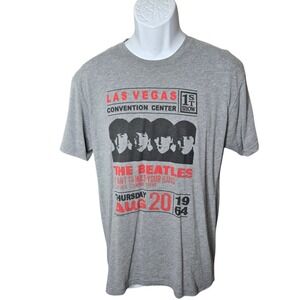 Beatles‎ Las Vegas Shirt Size M 1964 Concert I Want To Hold Your Hand Gray Apple